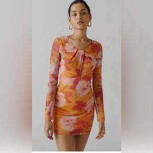 Giuliana Mesh Long Sleeve Mini Dress  small